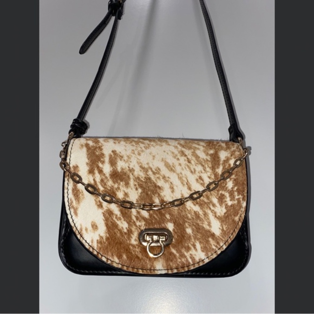 RABBITโS FUR PURSE | White on Faux Leather